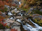 Argentyna, Park Narodowy Los Glaciares, Patagonia, Rzeka, Kaskada, Skały, Jesień, Roślinność